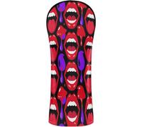 Golf Cover Set Headcovers | with Number Tags for Driver Fairway Wood Hybrid Halloween Horror Costume Bloody Teeth Vampire Fangs Red Lips