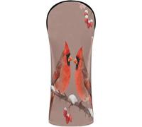 Golf Cover Set Premium Leather Headcovers with Interchangeable No. Tags for Driver Fairway Wood Hybrid Red Christmas Couple Snow Cute Bird Winter Lovers