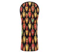 Golf Cover Set Premium Leather Headcovers with Interchangeable No. Tags for Woods and Driver Hybrid Hearts Mexican Days of The Dead Latina Milagros Folk Art Fun