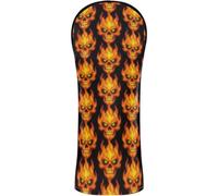 Golf Cover Set Premium Leather Headcovers with Number Tag for Driver Fairway Wood Hybrid Gothic Flaming Demon Skull Seamless Pattern Orange Fire Monsters Skull with Third Eye for Halloween