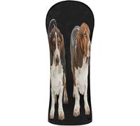 Golf Cover Set Premium Leather Headcovers | with Number Tag for Driver Hybrid and Fairway Woods Cute Two Basset Hound Puppies