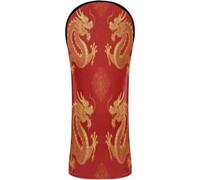 Golf Cover Set Premium Leather Headcovers with Number Tags Designed to Fit All Woods and Drivers Asian Japanese Chinese Lucky Rich Red Yellow Dragon God