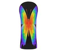 Golf Cover Set Premium Leather Waterproof Headcover with Interchangeable No. Tags for Woods and Driver Fairway Hybrid LGBT Gay Pride Butterfly Rainbow