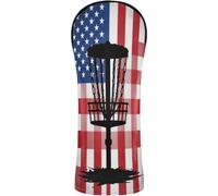 Golf Cover Set Pu Leather with Interchangeable No. Tags for Driver Fairway Wood Hybrids Patriotic Flag Black Disc Golf Gift Golfer Phone