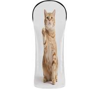 Golf Cover Set Waterproof Headcover with Interchangeable No. Tags for Driver & Fairway Woods Fuzzy Longhaired Tabby Cat Standing Reaching Birthday