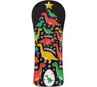 Golf Cover Set Waterproof Headcover with Interchangeable No. Tags for Driver Hybrid and Fairway Woods Fanny Dinosaur Christmas Tree Cute Dino