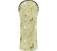 Golf Covers Headcover with Interchangeable No. Tags for Driver & Fairway Woods Whimsical Duck and Butterfly Pattern Spring Meadow Illustration Cute Animal Print Pastel Green