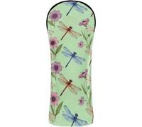 Golf Covers Headcovers with Number Tag for Driver Fairway Hybrid Wood Vintage Aesthetic Pattern with Wild Flowers and Dragonfly
