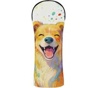 Golf Covers Premium Leather Accessories with Number Tag for Woods and Driver Fairway Hybrid Long Haired Dachshund Colorful Watercolor Dog Mom Dad