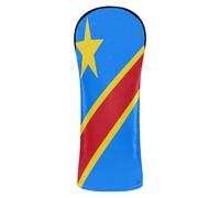 Golf Covers Premium Leather Accessories with Number Tags Designed to Fit All Woods and Drivers National Flag of The Democratic Republic of The Congo