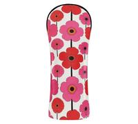 Golf Covers Premium Leather Headcovers with Number Tag for Driver Fairway Wood Hybrid Bright Red Poppy Floral