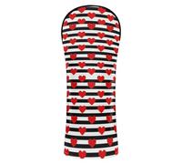Golf Covers Premium Leather Headcovers with Number Tag for Woods and Driver Fairway Hybrid Striped Black White Red Hearts Love Inspirational Family