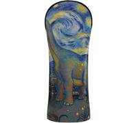 Golf Covers Premium Leather Waterproof Headcover with Interchangeable No. Tags for Driver, Fairway Wood Hybrid Brachiosaurus Dinosaur Dino Starry Night