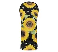 Golf Covers Premium Leather Waterproof Headcover with Number Tag for Driver, Woods and Hybrid Vibrant Sunflower Bouquet Floral