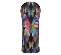 Golf Covers Premium Leather Waterproof Headcover with Number Tags for Woods and Driver Hybrid British USA Flag Butterfly