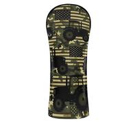 Golf Covers Premium Leather Waterproof Headcover with Number Tags for Woods and Driver Hybrid Camouflage Flag Tractor Military Farm Truck Patriotic
