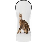 Golf Covers Pu Leather with Number Tags for Driver, Woods and Hybrid Spotted Orange Bengal Cat Lying Down Birthday