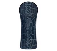 Golf Covers Waterproof Headcover with Interchangeable No. Tags for Driver & Fairway Woods Deep Navy Blue Glossy Crocodiles Embossed Leather Texture Seamless Pattern