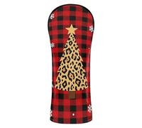 Golf Covers Waterproof Headcover with Interchangeable No. Tags for Driver Hybrid and Fairway Woods Christmas Trees with Red Plaid & Leopard Print Xmas