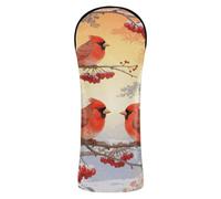 Golf Covers Waterproof Headcover with Interchangeable No. Tags for Driver Hybrid and Fairway Woods Winter Red Crested Bird Snow