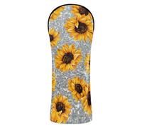 Golf Covers Waterproof Headcovers with Number Tags for Driver, Fairway Wood Hybrid Sunflower on Glittery Gold