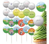 Golf Cupcake Toppers Set - 24pc - Golf Messages & Golf Balls | Perfect for Golfers, Young, Old, Good or Bad! | Birthday Celebration Cupcake & Cake Decorations