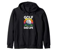 GOLF DAD LIFE Retro Sunset Golfer Dad Lovers Zip Hoodie