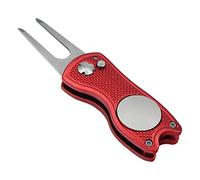 Golf Divot Repair Tool with Pop-up Button & Magnetic Ball Marker Pitch Mark, Lightweight, Portable, Mini Divot Repair Tool, Best Choice for Professional Golfers (Red(104))