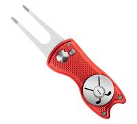 Golf Divot Repair Tool With Pop-Up Button & Magnetic Ball Marker Pitch Mark,Personalised Golf Pitch Mark Repairer Tool With Initial For Professional Golfers (Red Golf Divot Repair Tool, Initial I)