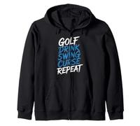 Golf Drink Swing Curse Repeat Golfer Routine - Zip Hoodie