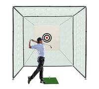Golf Driving Cage,10 x 10 x 10FT Golf Cage Net Includes Metal Frame,Net,Stability Rope Target Cloth and Swing Mat,for Driving and Hitting Practice Backyard Indoor/Outdoor