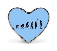 Golf Evolution Golfers & Golf Players Love Heart Badge Metal Pins Brooches Lapel Pins for Clothing Decoration