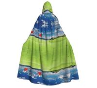 Golf Field With Flag In The Hole Adult Hooded Cloak Vampire Witch Cape Halloween Christmas Cosplay Costumes Themed Parties