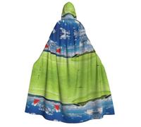Golf Field With Flag In The Hole Adult Hooded Cloak Vampire Witch Cape Halloween Christmas Cosplay Costumes Themed Parties