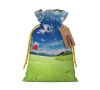 Golf Field With Flag In The Hole Drawstring Gift Bags Small Item Treats Wrapping Storage Bags Christmas Birthday Party Holiday