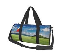 Golf Field with Flag in The Hole Print Round Duffel Bag, Canvas Overnight Travel Tote Bag, Waterproof and Tear-Resistant.Foldable Weekend Travel Bag