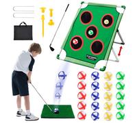 Golf Game Play Set with Chipping and Golf Pong, Putter, 20 Sticky Practice Balls, Putting Mat and Carry Bag for Indoor Outdoor Garden Golf Practice, Kids Golf Set and Yard Games