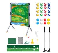 Golf Game Set - Outdoor Golf Trainer, Portable Skill Enhancer | Mixed Colour PP Flannel Metal Build, 174x50x98cm Family Practice Mat Kit With Clubs Balls Blanket Pegs Storage Bag For Home Garden Play