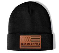 Golf Gifts for Men American Flag Leather Golfer Lovers Beanie Hat from Son Daughter Christmas Birthday Gifts Stuff, Black, One size
