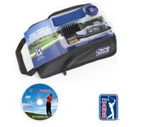 PGA TOUR Shoe Bag with Club Cleaning Set - Golf Shoes Bag for Men - Durable Golf Shoe Bags with Air Vents, Side Pockets & Handle, Includes Polishing Cloth, Neutral Polish & Golf Club Brush