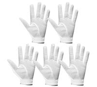 Golf Glove 5 Pcs Premium PU Leather Golf Gloves Men Left Hand Grip Wear Durable Flexible Comfortable Golf Gloves(White 5PCS,Size 25 L)