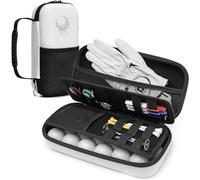 Golf Glove Case - Golf Glove Holder with Removable Golf Glove Shaper, Golf Accessories Hard Case Bag for Phone, Tees, Divot Tools & Ball Markers, Golf Essentials, Golf Gifts for Men Women (White)