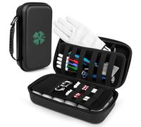 Golf Glove Holder Case with Glove Shaper - Golf Accessories Organizer for Men & Women, Premium Protective Storage Case with Carabiner Fits Golf Bags (Black)