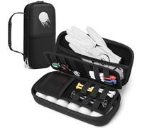 Golf Glove Holder with Removable Glove Shaper, Golf Accessories Hard Case Bag for Phone, Tees, Divot Tools & Ball Markers, Gifts for Men Women (Black)