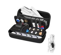 Golf Glove Holder with Removable Glove Shaper - Water-Resistant Hard Shell Bag Holder for Phone, Tees, Ball Markers, Repair Tools, Golf Accessories, Black, Sporty