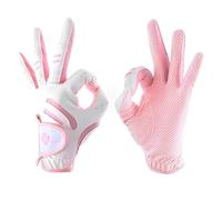 Golf Gloves Kids A Pair Youth Golf Glove Left and Right Hand Golf Glove Junior Golf Glove Boys Girls Leather Fabric Breathable Golf Accessories for Kids Stable-Grip for Perfect Swing (Pink,S)