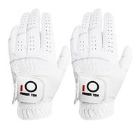 Golf Gloves Men Left Hand for Right Handed Golfer Resistant Grip Weathersof Synthetic Value 2 Pack, Men’s Golf Glove Relaxgrip Hot Wet Weather Color White Black for Perfect Swing (White, XL)