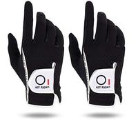 Golf Gloves Men Left Hand Right Rain Grip Weathersof Value 2 Pack,Mens Golf Glove Wear Resistant Non Slip Color Black Grey Green Flexible Durable Size S M ML L XL (Black-2 Pack, S--Worn on Right Hand)