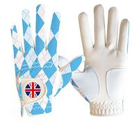 Golf Gloves Men Left Hand Right with 2 Pcs Ball Marker Cabretta Leather Weathersof Rain Grip Value Pack,Mens Golf Glove Fashion Pattern Wear Resistant (Blue Plaid--1 Pack, M/L-Worn on Left Hand)