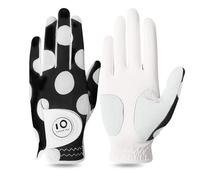 Golf Gloves Women Left Hand Right Cabretta Leather with Ball Marker Full Finger/Nail Colors Value Pack, Opti-Color Ladies Golf Glove Fashion Weathersof (Mod Dot Full Finger, XL-Worn on Left Hand)